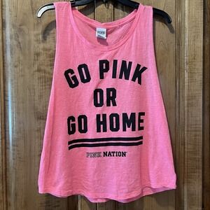 Victoria Secret Pink Sleeveless Tee Shirt Size Medium Pink‎ Nation.